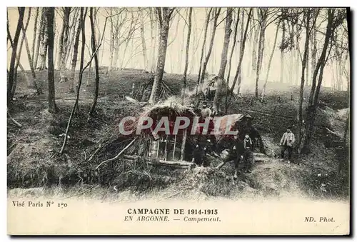 Cartes postales Militaria En Argonne Campement