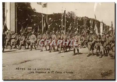 Ansichtskarte AK Militaria Fetes De La Victoire les drapeaux du 1er corps d armee