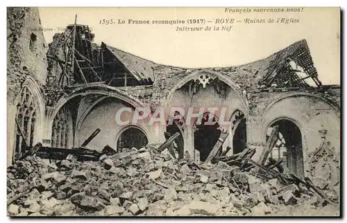 Ansichtskarte AK Militaria Roye Ruines de L Eglise