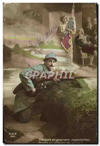 Cartes postales Militaria Francais en guerriers magnanimes