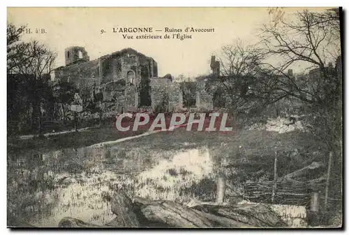 Cartes postales Militaria L Argonne Ruines d Avocourt Vue exterieure de l Eglise