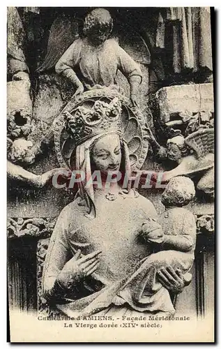 Cartes postales Cathedrale d Amiens Facade Merldionale La Vierge doree