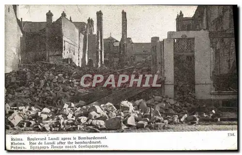 Ansichtskarte AK Militaria Reims Boulevard Lundi apres le Bombardement