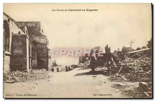 Cartes postales Militaria Les Ruines de Clermont en Argonne