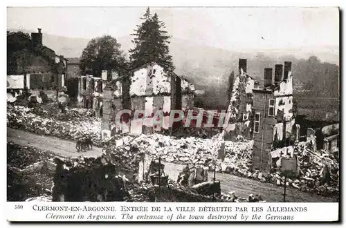 Ansichtskarte AK Militaria Clermont en Argonne Entree de la Ville detruite par les Allemands