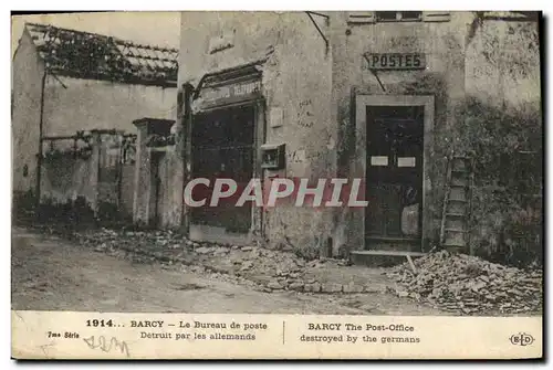 Cartes postales Militaria Barcy Le bureau de poste detruit par les allemands