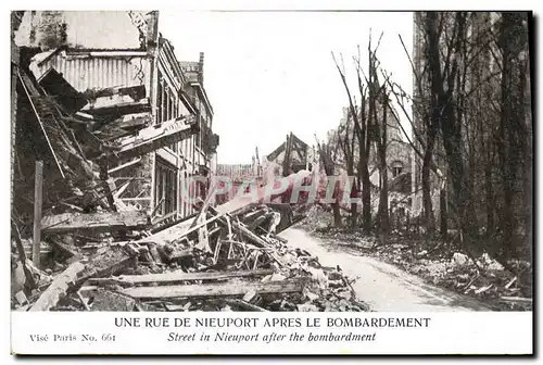 Cartes postales Militaria Une Rue de Nieuport Apres le Bombardement