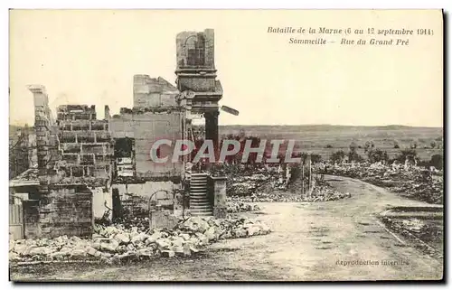 Cartes postales Militaria Bataille de la Marne Sommeille Rue du grand pre