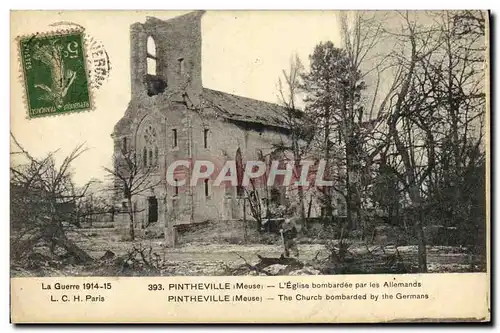 Cartes postales Militaria Pinthevillee L eglise bombardee par les allemands