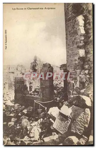 Cartes postales Militaria Les Ruines de Clermont en Argonne