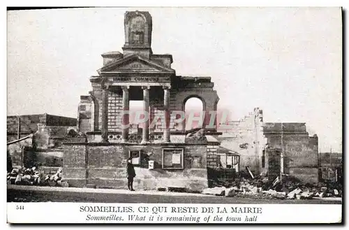 Cartes postales Militaria Sommeilles ce qui reste de la mairie