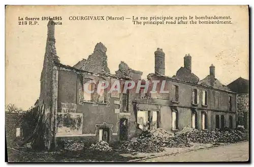 Cartes postales Courgivaux La rue Principale apres le Bombardement Militaria