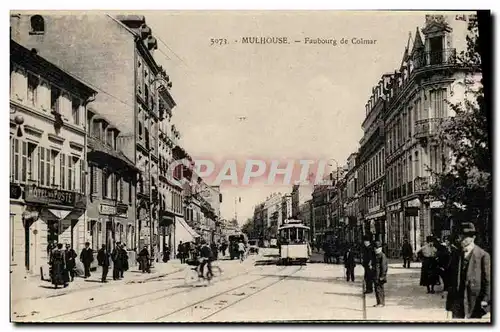 Ansichtskarte AK Mulhouse Faubourg de Colmar Tramway