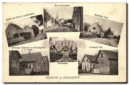 Ansichtskarte AK Souvenir de Heidolsheim Ecole de filles Presbytere Auberge Hug Boulangerie