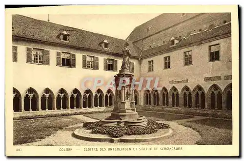 Cartes postales Colmar Cloitre Des Unterlinden Et Statue De Schoengauer