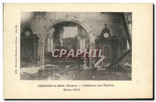 Cartes postales Seppiois Le Bas Interieur de L Eglise Mars 1916 Militaria