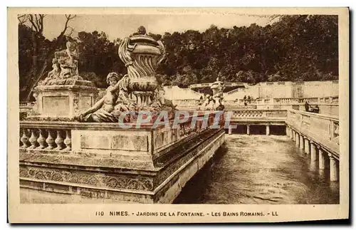 Ansichtskarte AK Nimes Jardins De La Fontaine Les Bains Romains