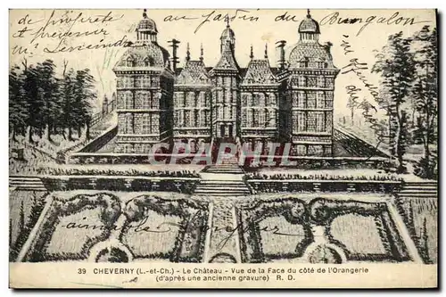 Ansichtskarte AK Chateau De Cheverny Vue de la Face du Cote de L Orangerie d apres une gravure ancienne