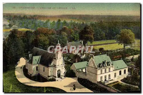 Ansichtskarte AK Chambord Le Chateau L Eglise et L Ecole