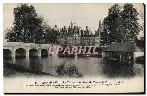 Ansichtskarte AK Chambord Le Chateau Au bord du Cosson le Pont