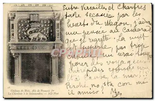 Cartes postales Blois Le Chateau Aile de Francois 1er La cheminee de la Salamandre