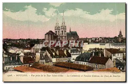 Ansichtskarte AK Moulins Vue prise de la Tour Saint Gilles La Cathedrale et l ancien chateau des Ducs de Bourbon