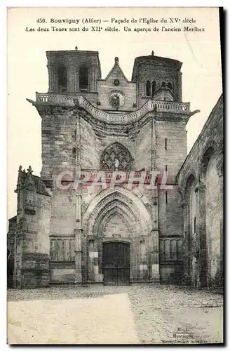 Cartes postales Souvigny Facade de L Eglise Les Deux tours Un apercu de l ancien Marlhex