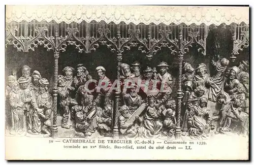 Cartes postales Cathedrale de Treguier Bas relief autel du cote droit