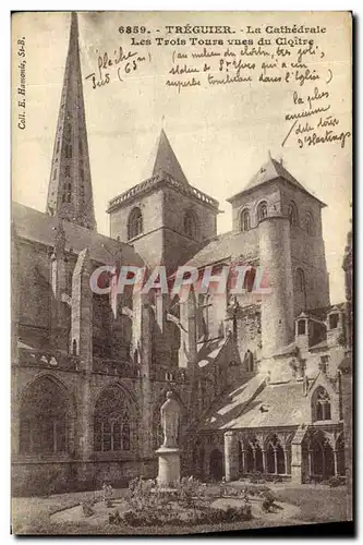 Cartes postales Treguier La Cathedrale Les Trois Tours vues du Cloitre