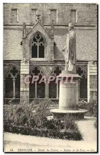 Ansichtskarte AK Treguier Detail du Cloitre Statue de St Yves