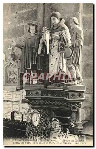 Ansichtskarte AK Treguier Interieur de Eglise de Minihy Statue de Saint Yves entre le riche et le pauvre