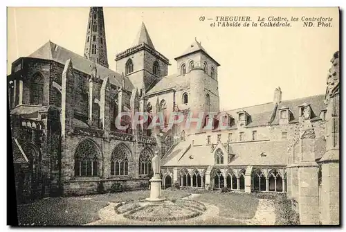 Cartes postales Treguier Le cloitre Les Contreforts et L Abside de la cathedrale