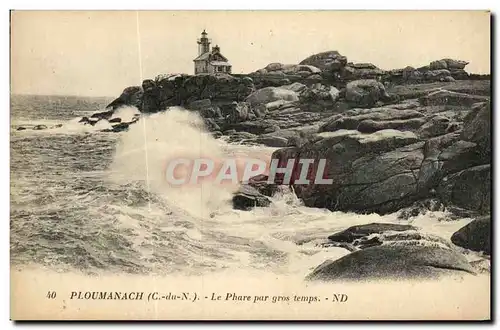 Cartes postales Ploumanch Le Phare par Gros Temps