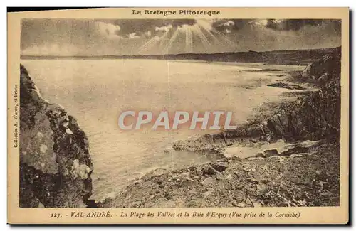 Cartes postales Val Andre La Plage des Vallees et la Baie d Erquy Vue prise de la corniche