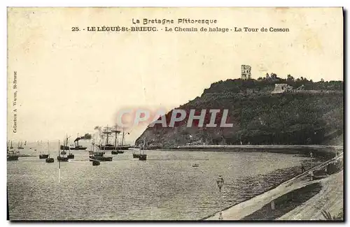 Ansichtskarte AK Le Legue St Brieuc Le Chemin de halage La Tour de Cesson Bateaux