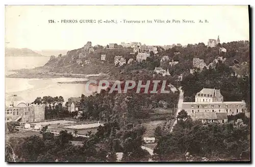 Cartes postales Perros Guirec Trestraou et les Villas de pors Nevez Tennis