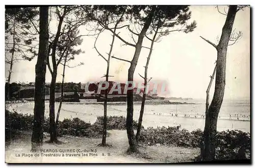 Cartes postales Perros Guirec La Plage de Trestraou a travers les Pins