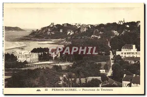 Cartes postales Perros Guirec Panorama de Trestraou Tennis