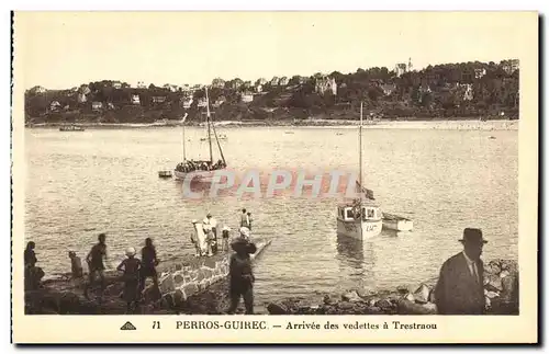 Cartes postales Perros Guirec Arrivee des vedettes a Trestroau Bateaux