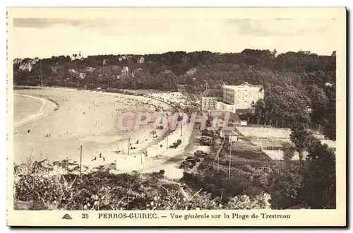 Cartes postales Perros Guirec Vue generale sur la Plage deTrestraou Tennis