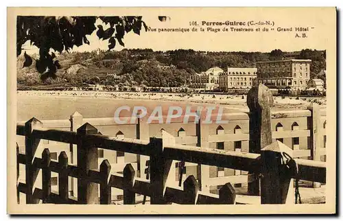 Cartes postales Perros Guirec Vue Panoramique de la Plage de Tresreaou et du Grand Hotel