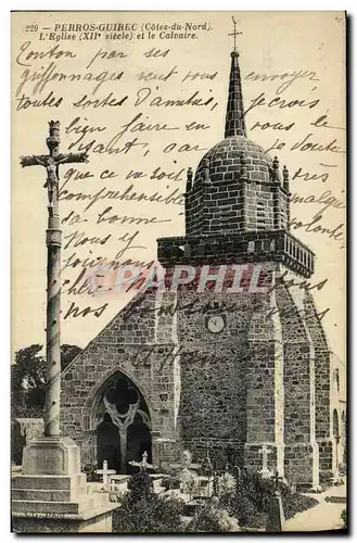 Ansichtskarte AK Perros Guirec L Eglise et le Calvaire