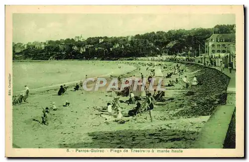 Cartes postales Perros Guirec Plage de Trestraou a Maree Haute