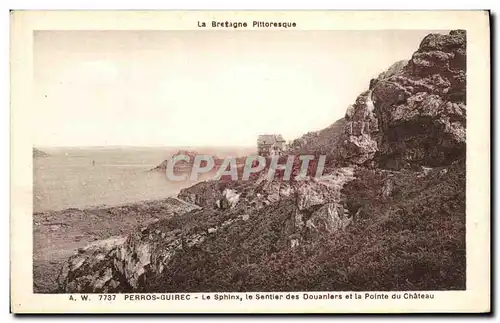 Cartes postales Perros Guirec Le Sphinx le Sentier des Douanters et la Pointe du Chateau