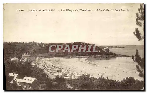 Cartes postales Perros Guirec La Plage de Trestraou et la Cote de la Clarte