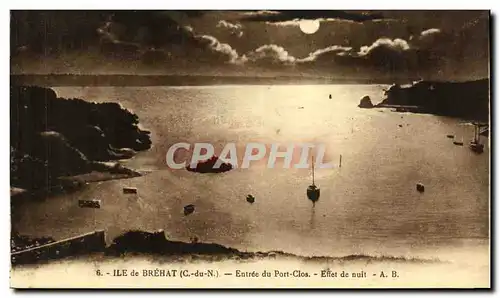 Cartes postales Ile de Brehat Entree du Port Clos Effet de Nuit