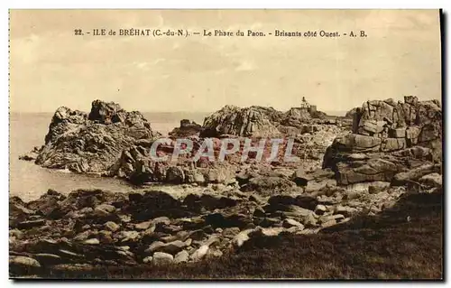 Cartes postales Ile de Brehat Le Phare du Paon Brisants cote Ouest