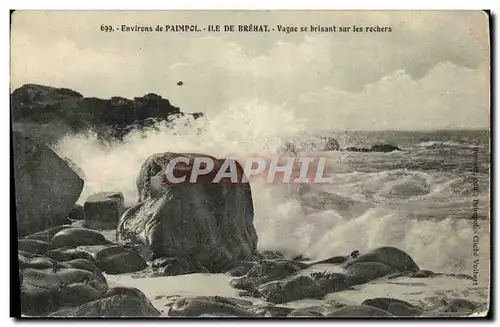 Cartes postales Environs de Paimpol Ile de Brehat Vague se Brisant sur les Rochers