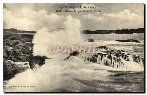 Cartes postales La Bretagne Pittoresque Etude de Vagues a Tregastel