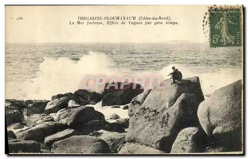 Cartes postales Tregastel Ploumanac h La Me Furieuse Effets de Vagues par gros temps